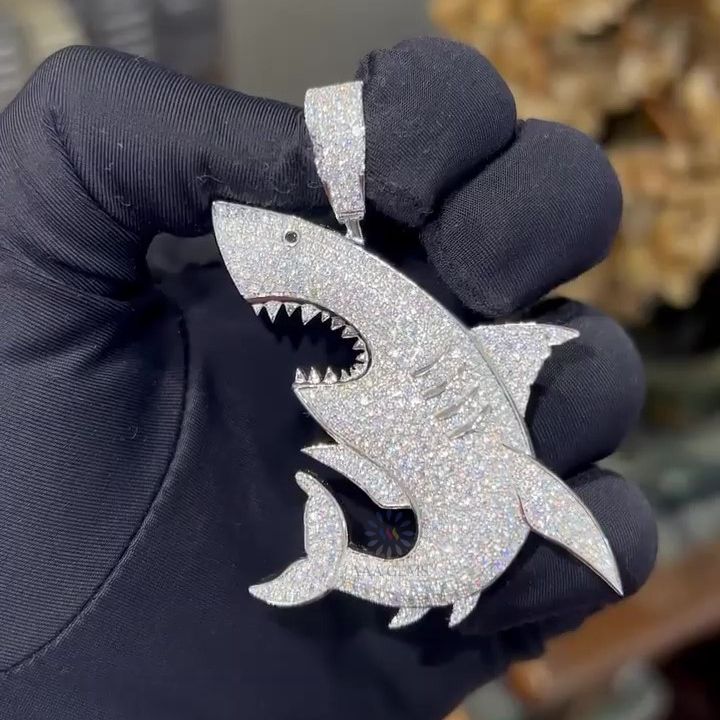 Iced out Shark Pendant