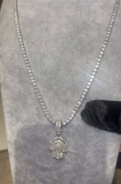 Tennis Chain with Hamsa Pendant Set