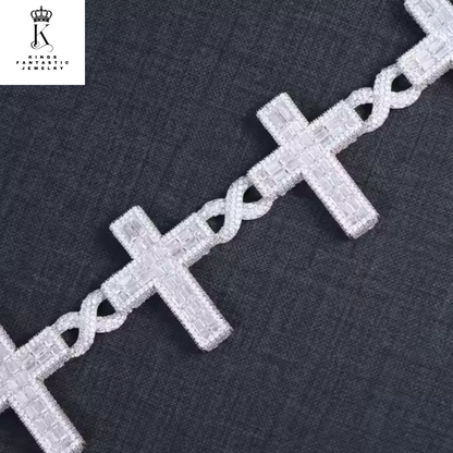 Baguette Cross Iced Out Bracelet