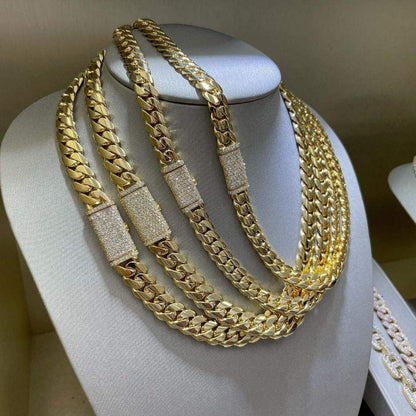 Cuban Link Chain with Buckle Lock Necklace and Bracelet