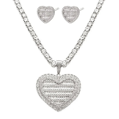 Heart Tennis Jewelry Set