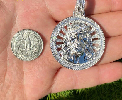 Iced out Round Jesus Pendant