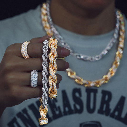 Iced Out Rope Chain Necklace/Bracelet