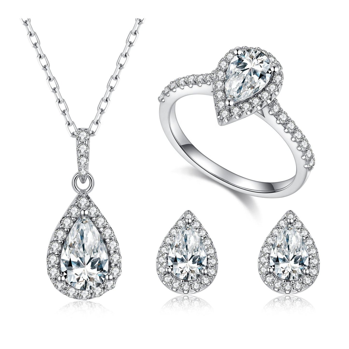 Pear Cut Bridal Wedding Engagement Jewelry Set