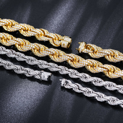 Iced Out Rope Chain Necklace/Bracelet