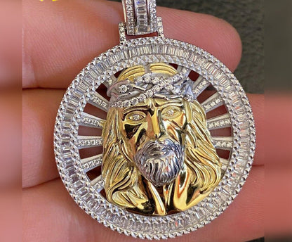 Iced out Round Jesus Pendant