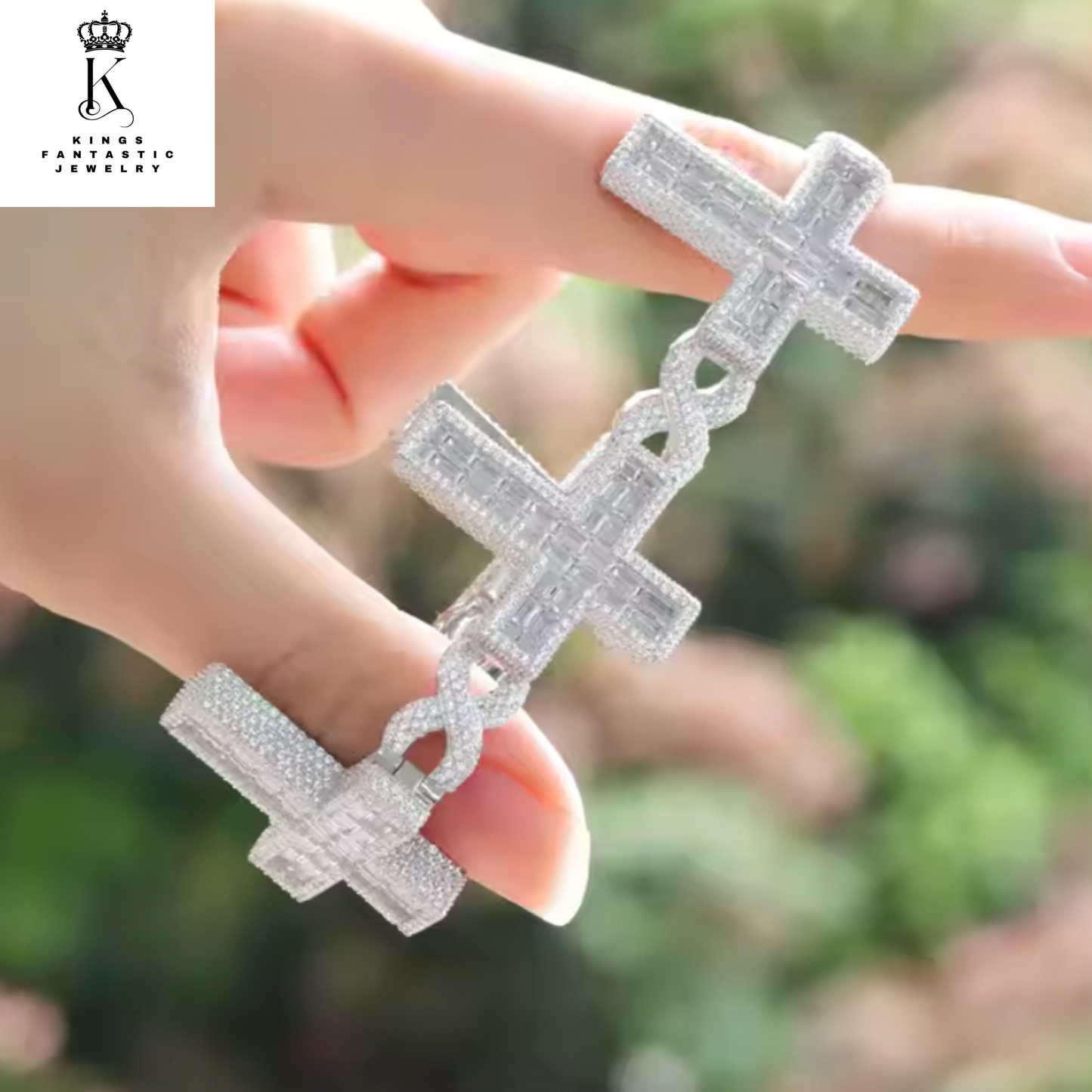 Baguette Cross Iced Out Bracelet