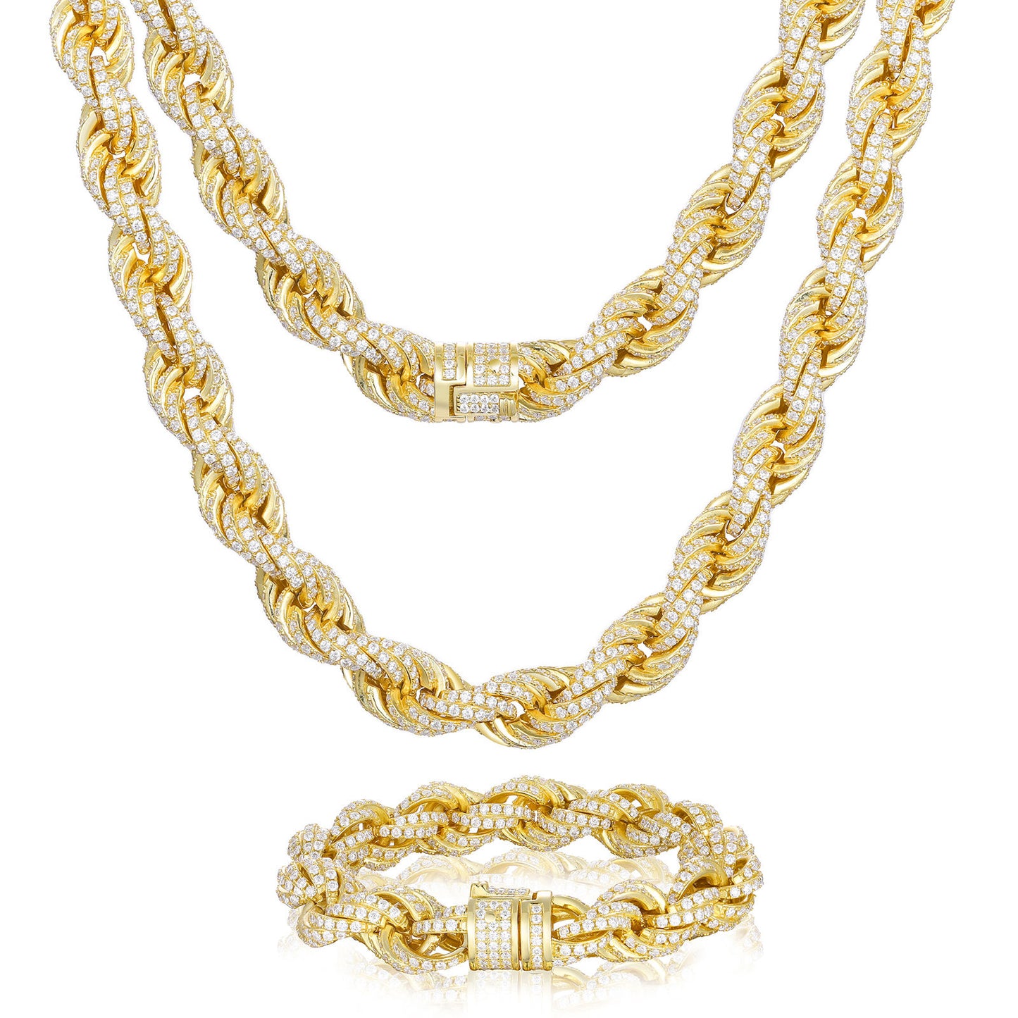 Iced Out Rope Chain Necklace/Bracelet