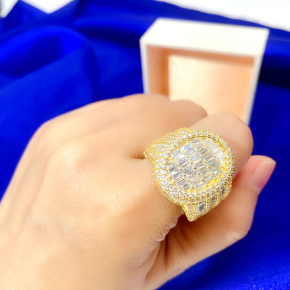 Baguette Oval Shape Iced out Ring