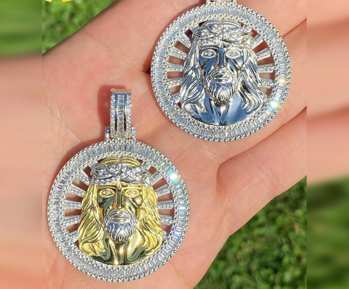 Iced out Round Jesus Pendant