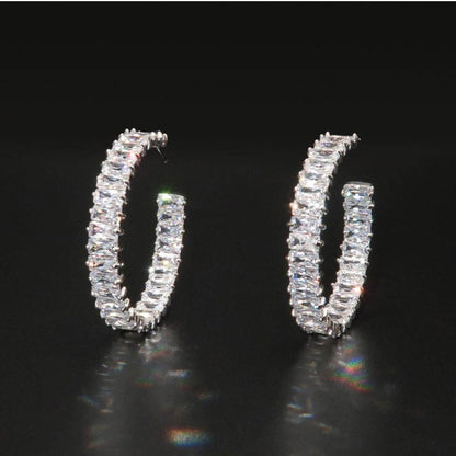 Emerald cut Round Earrings