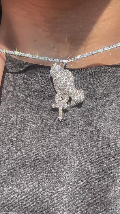 Iced out Praying Hand Pendant