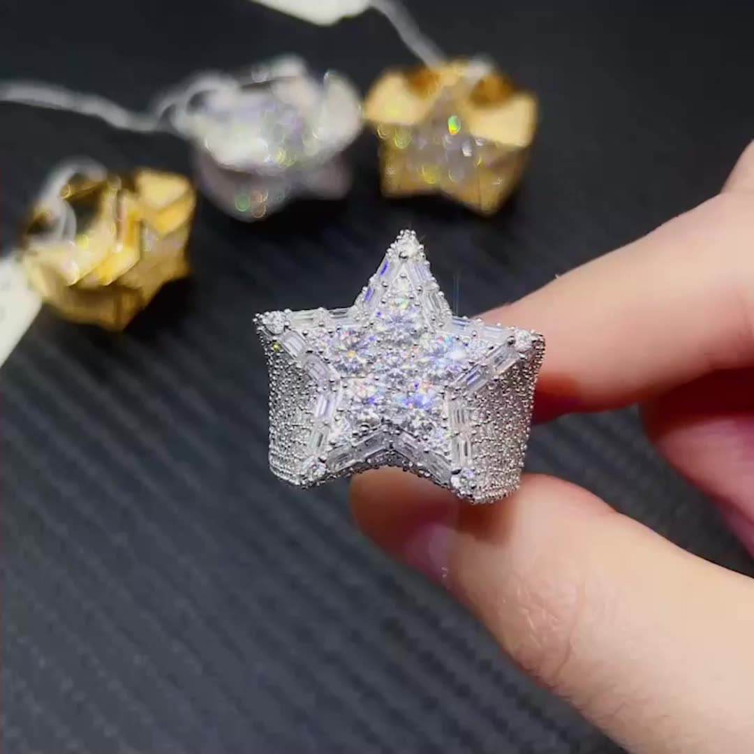 Iced out Star Ring