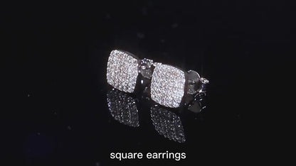 Iced out Square Shape Stud Earrings