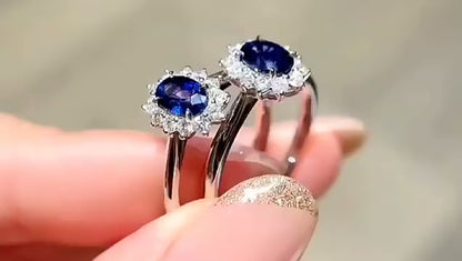 Royal blue Sapphire Wedding Engagement Ring