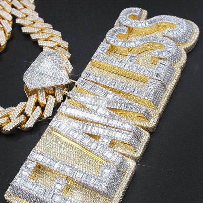 Custom Iced out Letter Baguette Pendant