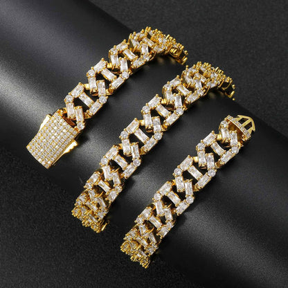 Baguette Iced out Cuban Chain Necklace